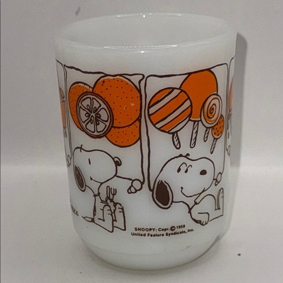 Vintage Fire King Snoopy Sweet Dreams Coffee Mug milk glass 1958 - Picture 3 of 7